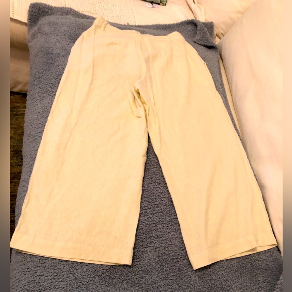 Linen wide leg cropped pants
